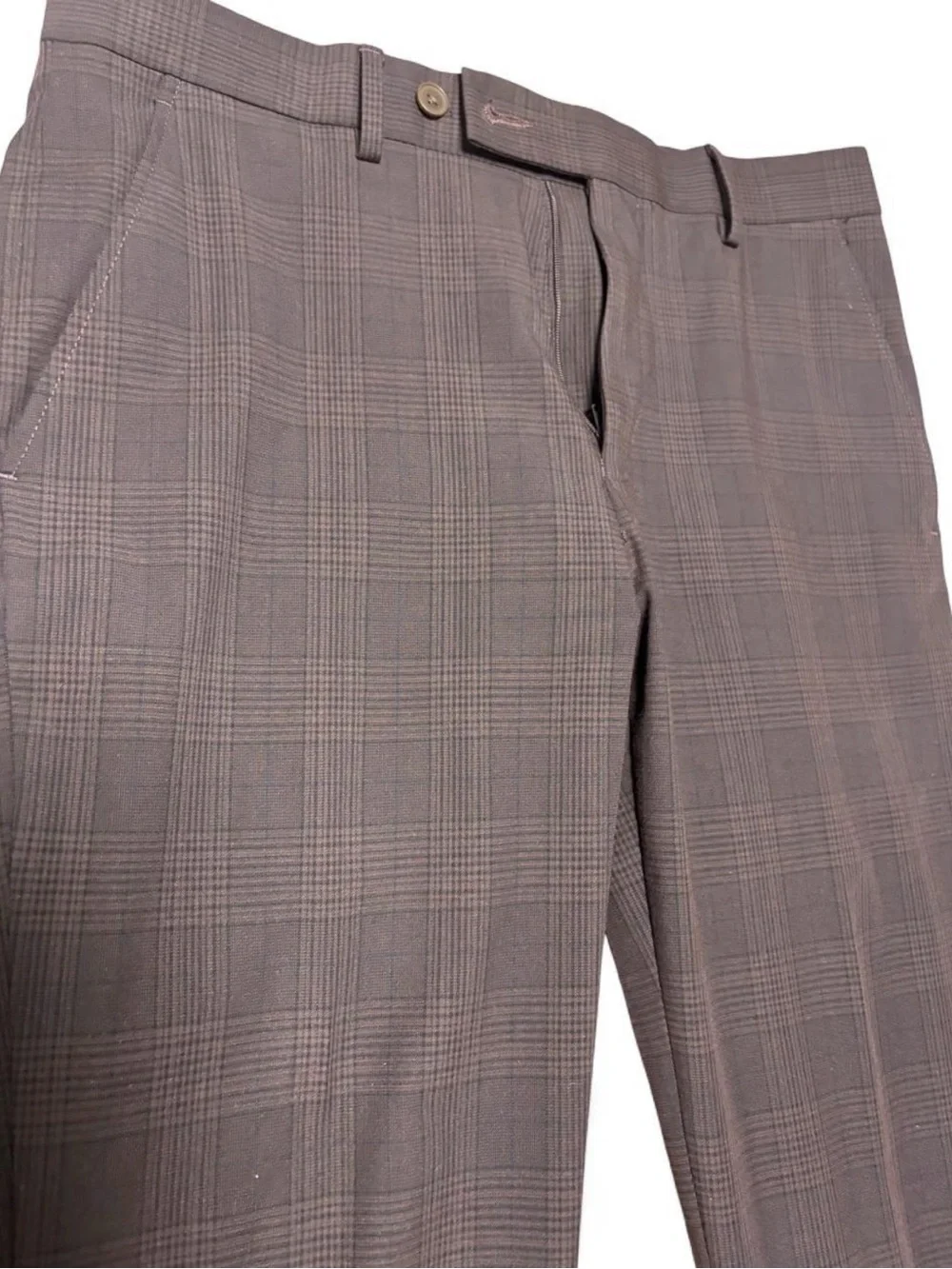 Calvin Klein Men's Burgundy Plaid Dress Pants